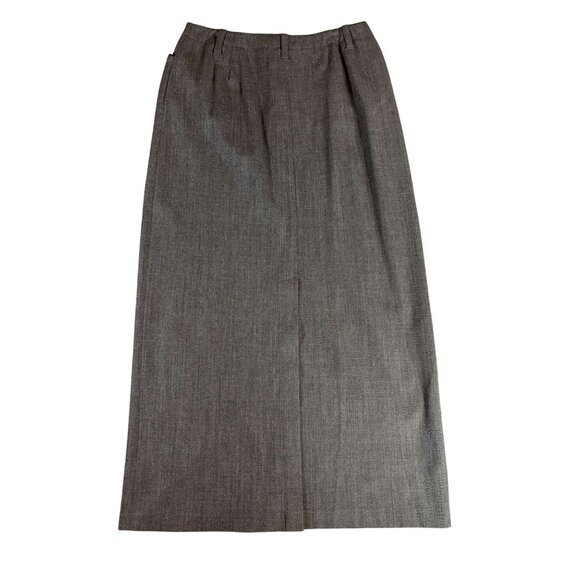 Vintage Lauren Ralph Lauren Gray Wool-Blend Maxi Pencil Skirt Dark Academia - 8 - Picture 2 of 6